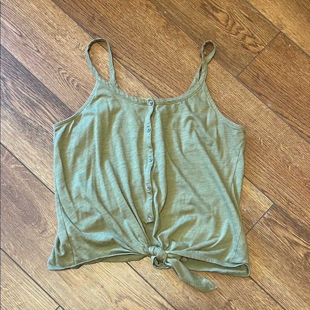 LOFT Olive Green Button-Front Women’s Top Medium
